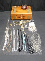 Cedar Jewelry Box with Rivets and Jewelry
