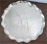 16" Aluminum Tray w/ Native American Etched