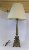 Ornate Vintage Tall Metal, Cherub Lamp, it works!