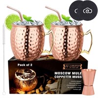 LIVEHITOP Moscow Mule Copper Mugs Set of 2, 19.5 O