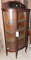 Antique Oak curved front China cabinet with