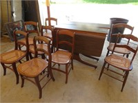 Dining Table With 8 Chairs, 4 -- 12" Leaves