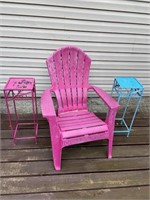 Pink Adirondack Patio Chair & Tables