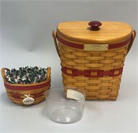 2 Christmas Baskets - Longaberger 1999 Peppermint