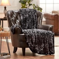 Oversized Faux Fur Throw - (60x80) Charcoal