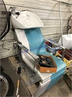 HAIRDRESSER CHAIR AND SINK, UNTESTED