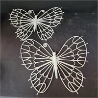 2 delicate White Wicker Butterflies