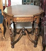 Vintage Octagonal Wood Accent Table