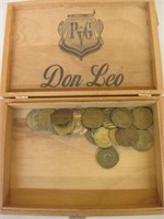 Vintage Cigar Box of AA Coins