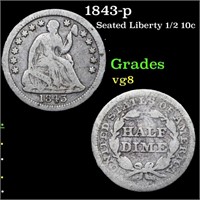 1843-p Seated Liberty 1/2 10c Grades vg, very good