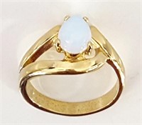 Gold Tone Size 6 Ring, Possible Moonstone