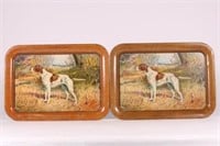 Lot of 2 Vintage Metal Charger Trays Depicting