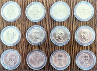 12 Uncirculated US Presidential Dollar Coins. in