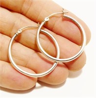 1" Sterling Silver Hoop Earrings 2.1g