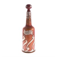 Art Nouveau sterling & mixed metal wine decanter