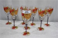 8 Hand Painted Fall Glasses