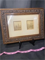 Minature Matted Art Pieces Floral Etched Frame