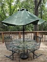 Outdoor Green Metal Round Patio Table, 2- Chair, +
