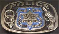 Police we serve and protect belt buckle