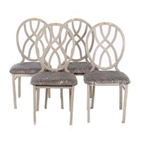 Four Contemporary silvered metal side chairs
