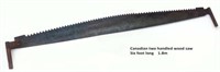 Early Canadian two handled wood saw 1.8m