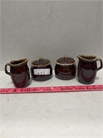 (2) Vintage Hull Brown Drip Glazed Cream & Sugars