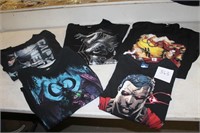 LOT OF FIVE "MARVEL AND DC COMICS" NOVELTY T'S