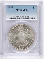 1887 US MORGAN SILVER $1 DOLLAR COIN