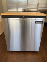 MAXIMUM Stainless 2-Door Wood Top Storage Cabinet