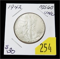 1942 Walking Liberty half dollar, Unc.