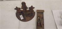 Wooden display,  and antique barometer(does not