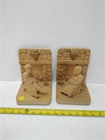 antique wood carving book ends by Andre Bourgault