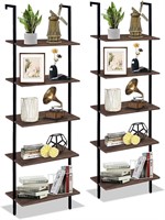 $105  5 Tiers Ladder Shelf 2-Piece Black Tall