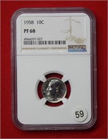 1958 Roosevelt Silver Dime NGC PF68