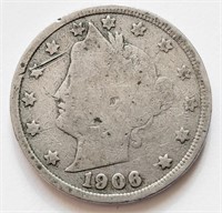 US 1906 "Liberty Head" FIVE CENTS coin