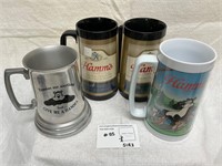 Hamm's Plastic and Metal Mug Lot of 4