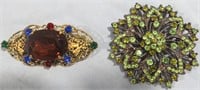 2 VINTAGE BEAUTIFUL JEWELED BROOCHES