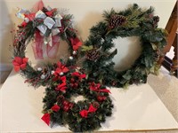 Three Christmas wreaths grouping