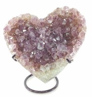 Heart Shaped Amethyst Geode W/ Stand