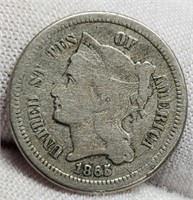1865 Three Cent, Nickel