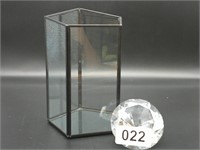 Glass and metal terrarium 8”