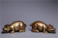 Pair of Gilt Bronze Mouse Paper Weight