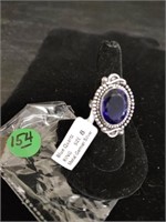 German Silver Blue Quartz Sz 8 Ring