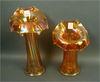 (2) Imperial Ribbed JIP Vases – (1) 11 3/8” Tall –