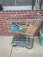 Vintage Shopping Cart w/ Contents - scrapers, hose