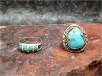 Two Turquoise & Silver Rings