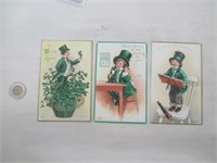 3 cartes postales antiques de la Saint Patrick de