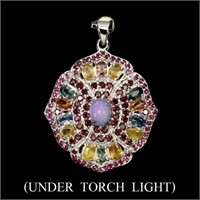 Natural  Opal Rhodolite Garnet Sapphire Pendant