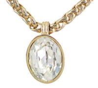 Yves Saint Laurent Gold Tone Clear Stone Necklace