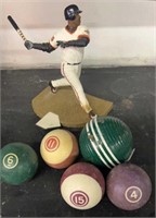 Barry Bonds Figure, Pool Balls & Croquet Ball